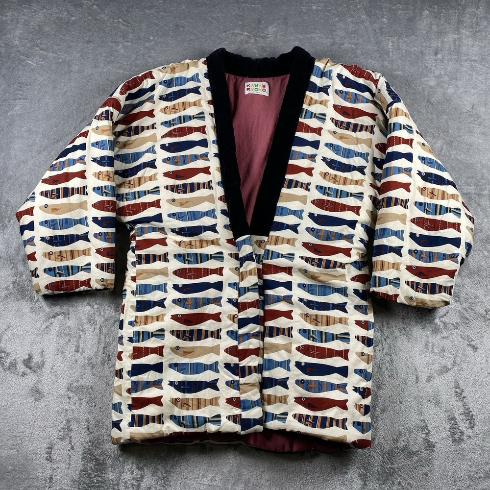 Kawau Ryoko Hanten Jacket Mens Free Size Fish Print Cotton Padded Insulated